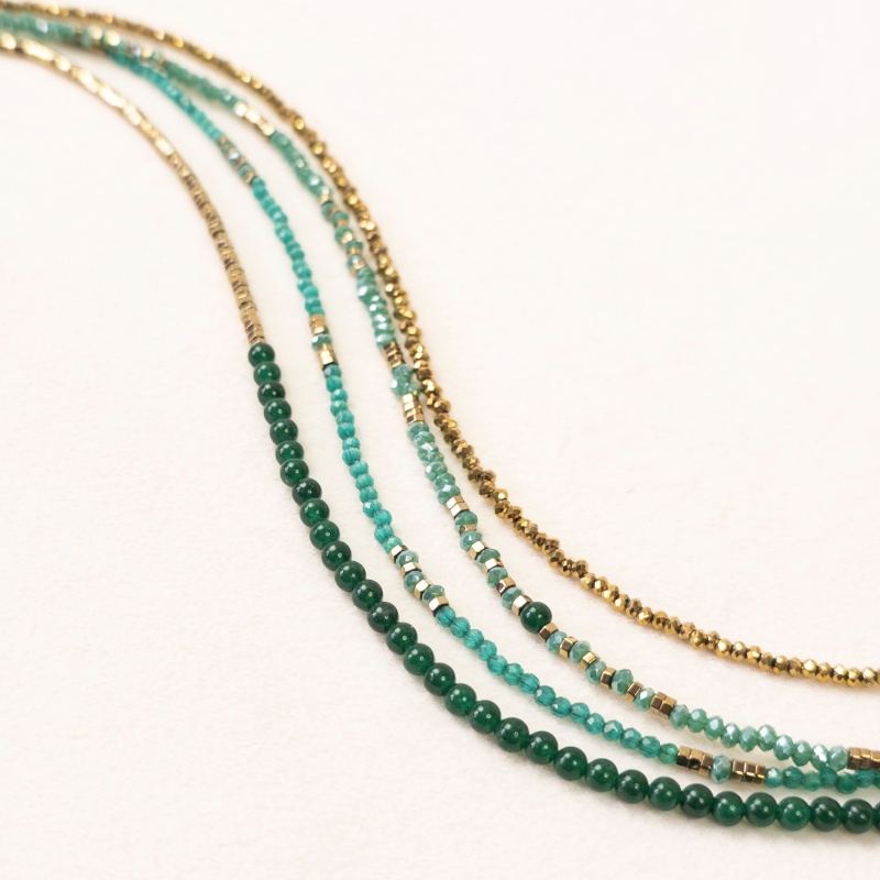 Bijou modulable Lella en jade teintée – émeraude – version serpentée – Merveilles en Soi