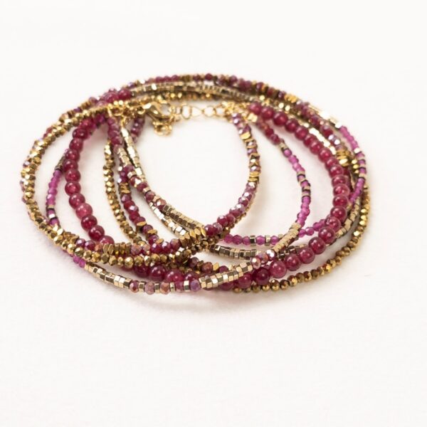 Bijou modulable Lella en jade teintée – rouge – Merveilles en Soi