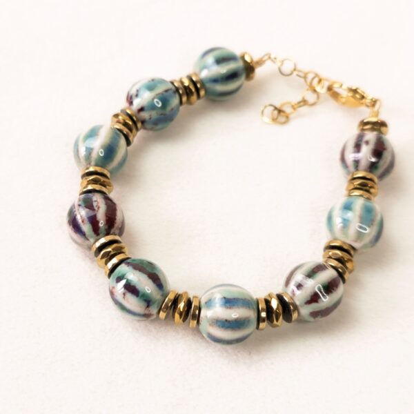 Bracelet Frida en perles céramiques – bleu violet – Merveilles en Soi