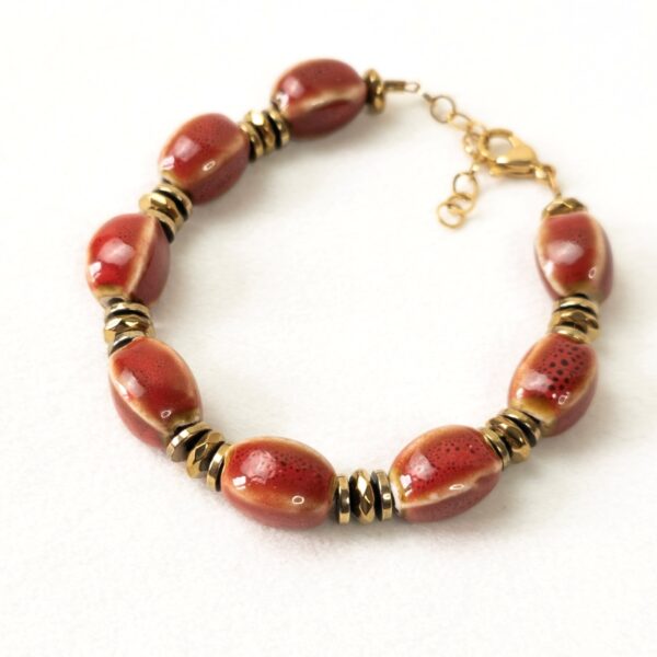 Bracelet Frida en perles céramiques – rouge – Merveilles en Soi