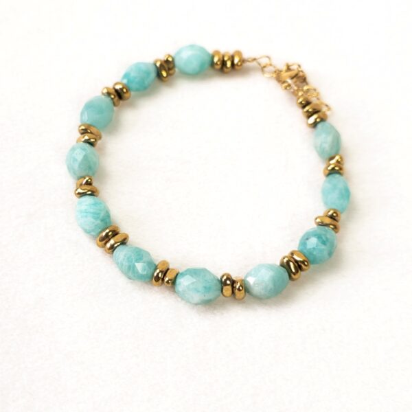 Bracelet Selena en pierres naturelles d’amazonite – turquoise – Merveilles en Soi