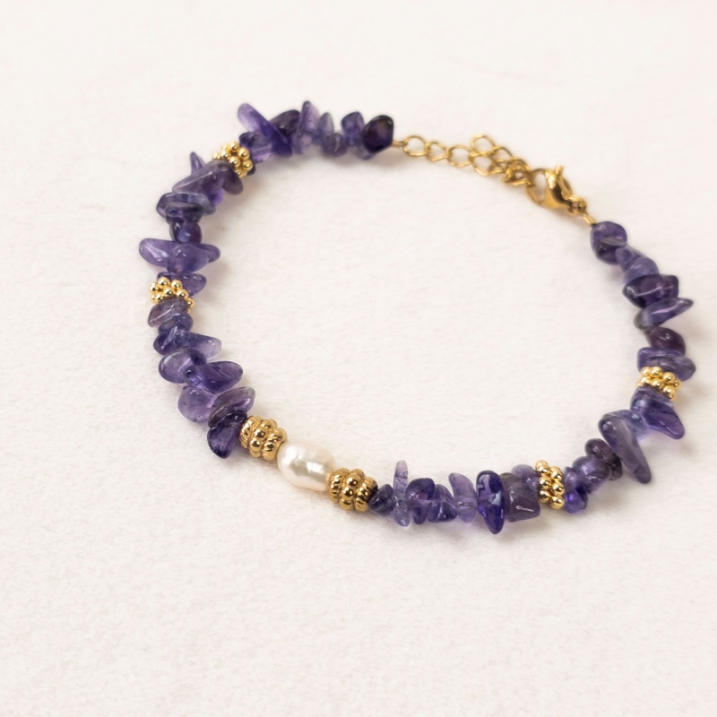 Bracelet Saba en pierres naturelles d’améthyste – violet – Merveilles en Soi