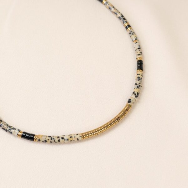 Collier en jaspe dalmatien – collection Isabelle – Merveilles en Soi