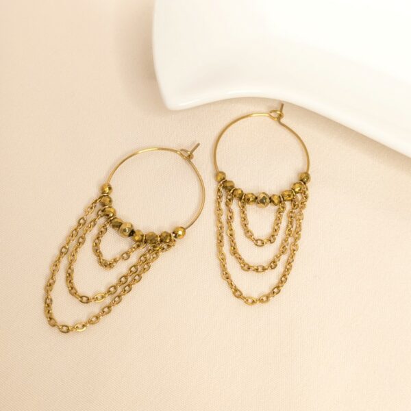 Créoles Selma en acier inoxydable avec détail chaîne – Merveilles en Soi