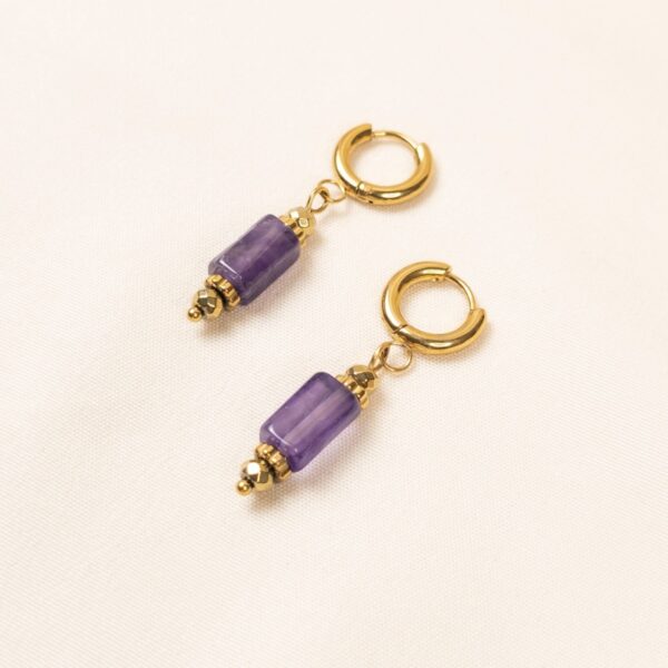 Mini‑créoles Rosa en améthyste – coloris violet – Merveilles en Soi