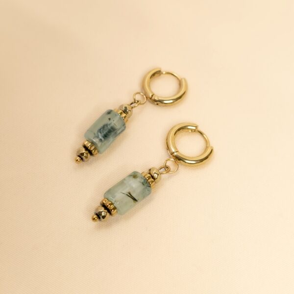 Mini créoles Rosa en pierres naturelles de phrenite verte – Merveilles en Soi